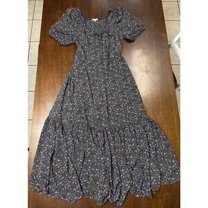 Floral Cottage Core Renaissance Flowy Corset Milkmaid Dress Women Small Coquette